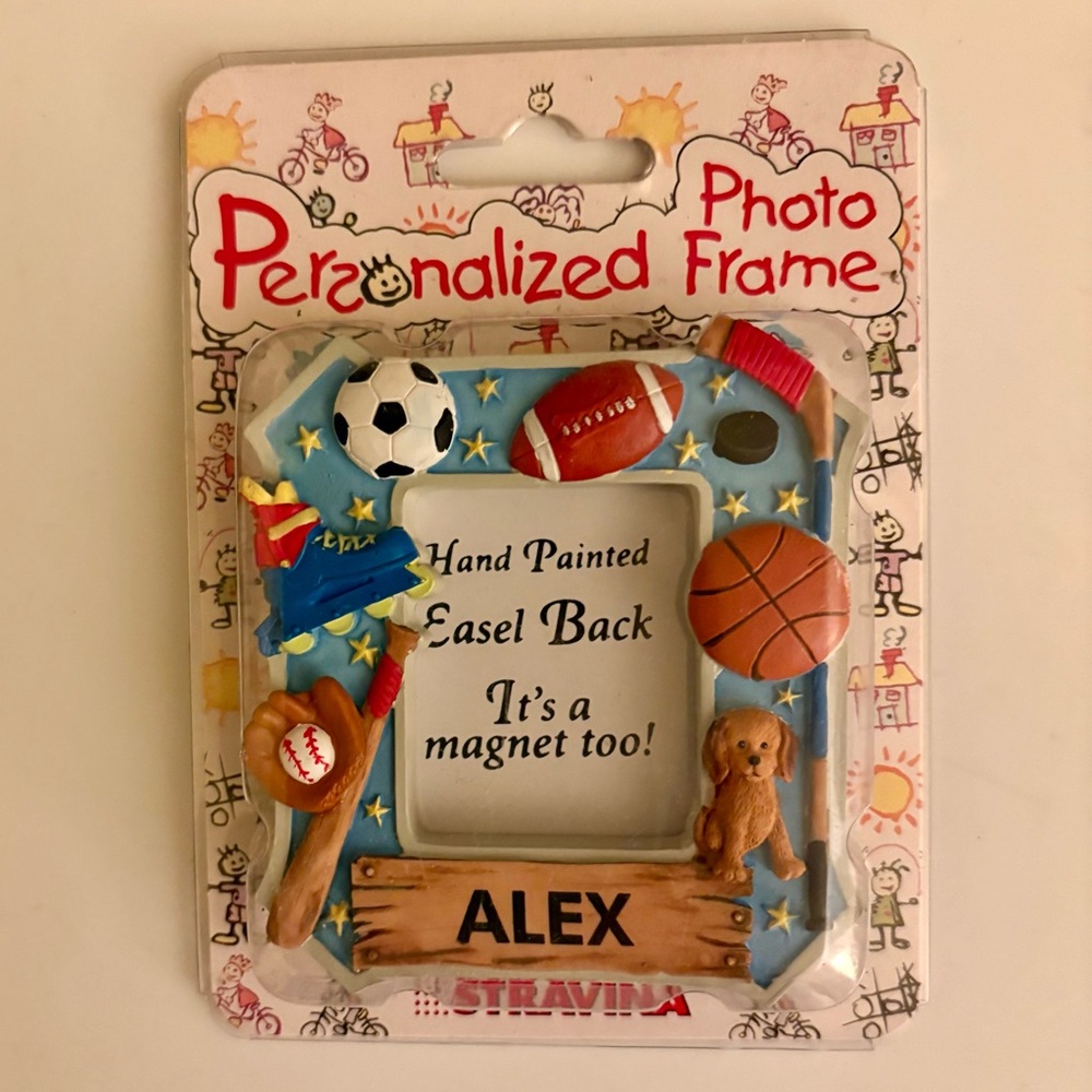 “ALEX” Personalized Photo Frame, Magnet & Easel. Stravina 1999, NEW